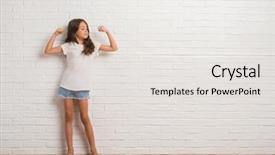  Presentation with white brick wall - PPT layouts consisting of stading over white brick wall background and a light gray colored foreground