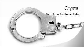  Presentation with gray - Beautiful presentation theme featuring stadistic - gray handcuffs isolated on white backdrop and a white colored foreground