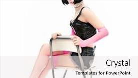  Presentation with vampire - Presentation design enhanced with stadistic - vampire-stile woman sitting on chair background and a sky blue colored foreground