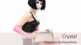  Presentation with vampire - Presentation theme consisting of stadistic - vampire-stile woman sitting on chair background and a lemonade colored foreground