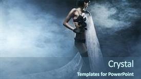  Presentation with beautiful 3d - Presentation theme enhanced with stadistic - young beautiful and bizarre woman background and a ocean colored foreground