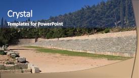  Presentation with stadium - Theme featuring stadium archeological areal in delphi background and a ocean colored foreground