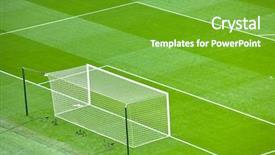  Presentation with goal - Slides enhanced with stadium goal preparation for football soccer match background and a shamrock green colored foreground