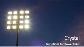  Presentation with electric poles - Audience pleasing PPT theme consisting of stadium lights tower on dark backdrop and a ocean colored foreground