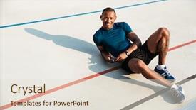  Presentation with track field - Colorful theme enhanced with stadium message - portrait of a happy young backdrop and a lemonade colored foreground