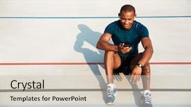  Presentation with track field - PPT layouts consisting of stadium message - portrait of a smiling young background and a soft green colored foreground