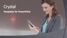  Presentation with fog - Slide set with stadium message - smiling woman texting in colored background and a  colored foreground