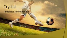  Presentation with football field - PPT theme having stadium on sunrise sky background and a yellow colored foreground