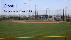  Presentation with baseball field - Colorful presentation theme enhanced with stadium outdoor field for sport backdrop and a light blue colored foreground