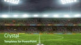  Presentation with soccer fans - Audience pleasing presentation theme consisting of stadium with fans the night backdrop and a tawny brown colored foreground
