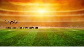  Presentation with green lights - Amazing slide deck having stadium with the bright lights backdrop and a gold colored foreground