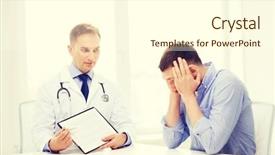  Presentation with medical clipboard - Presentation theme having depressive medical staff - healthcare and medicine concept background and a cream colored foreground