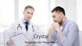  Presentation with medical clipboard - Beautiful slides featuring depressive medical staff - healthcare and medicine concept backdrop and a light blue colored foreground