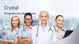 Presentation with team group - PPT theme enhanced with medical staff - medicine and healthcare concept background and a sky blue colored foreground