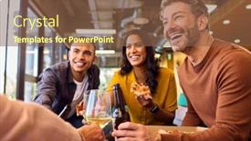  Presentation with staff meeting - Slide set with staff-at-informal-meeting background and a tawny brown colored foreground