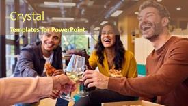  Presentation with staff meeting - PPT layouts with staff-at-informal-meeting background and a tawny brown colored foreground