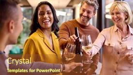  Presentation with staff meeting - PPT layouts consisting of staff-at-informal-team-meeting background and a tawny brown colored foreground