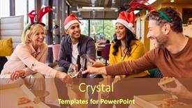  Presentation with christmas party - Presentation theme enhanced with staff-celebrating-at-christmas-party background and a red colored foreground