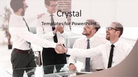  Presentation with shaking hands - Colorful PPT layouts enhanced with staff development - business colleagues shaking hands backdrop and a lemonade colored foreground