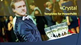  Presentation with catering - Beautiful slides featuring staff dinner - catering or celebration concept male backdrop and a tawny brown colored foreground