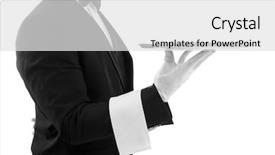  Presentation with waiter - Cool new presentation theme with staff dinner - male waiter holding tray backdrop and a light gray colored foreground