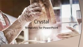  Presentation with staff - Presentation theme featuring staff giving packet bread background and a coral colored foreground