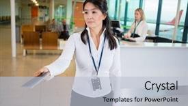  Presentation with leveling staff - Beautiful slides featuring staff giving passport at airport backdrop and a lemonade colored foreground