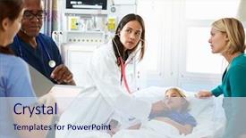  Presentation with intensive care unit - Presentation theme featuring staff in intensive care background and a sky blue colored foreground