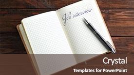  Presentation with job interview - Beautiful slide set featuring staff list - text job interview written backdrop and a tawny brown colored foreground