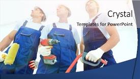  Presentation with industrial workers - Amazing slides having staff manual - group of professional industrial workers backdrop and a sky blue colored foreground