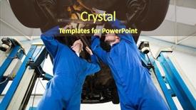  Presentation with team working together - PPT theme having staff manual - team of mechanics working together background and a tawny brown colored foreground