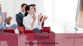  Presentation with skin care ethnic people - Slide deck with staff meeting teachers - multi-ethnic business people clapping background and a red colored foreground