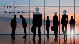  Presentation with fairy silhouettes - Amazing presentation theme having staff meetings - silhouettes of businesspeople standing backdrop and a light blue colored foreground