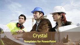  Presentation with gas process offshore construction platform - Audience pleasing presentation theme consisting of staff on construction site backdrop and a tawny brown colored foreground