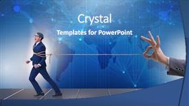  Presentation with staff - PPT theme featuring staff retention concept with employee background and a teal colored foreground