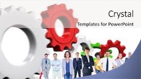  Presentation with red white blue business - Amazing PPT layouts having staff rotation - business team against white backdrop and a sky blue colored foreground