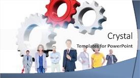  Presentation with team - Amazing PPT theme having staff rotation - business team against white backdrop and a white colored foreground