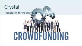  Presentation with crowdfunding - Beautiful presentation theme featuring staff rotation - word crowdfunding against white background backdrop and a light blue colored foreground