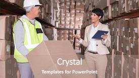  Presentation with moving targets - Colorful slide deck enhanced with staff transportation - warehouse worker moving boxes backdrop and a coral colored foreground