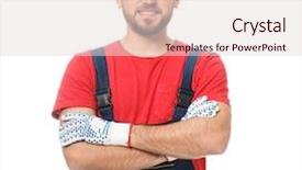  Presentation with auto dealers - Colorful presentation design enhanced with staff vehicles - handsome auto mechanic on white backdrop and a lemonade colored foreground