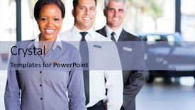  Presentation with car sales - Beautiful PPT theme featuring staff vehicles - multiracial vehicle sales team inside backdrop and a light blue colored foreground