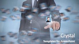  Presentation with staffing - Colorful slide set enhanced with paincloseup fitness woman running backdrop and a tawny brown colored foreground