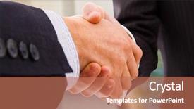  Presentation with staffing - Theme featuring staffing - closeup picture of businesspeople shaking background and a coral colored foreground