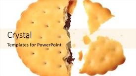  Presentation with cookie - Colorful slide deck enhanced with staffing - tasty cookie with crumbs backdrop and a yellow colored foreground