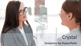  Presentation with staffing - Cool new theme with staffing - two employees on the background backdrop and a lemonade colored foreground