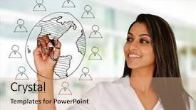  Presentation with staffing - Beautiful PPT layouts featuring staffing jobs - businesswoman working at her office backdrop and a coral colored foreground