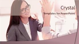  Presentation with staffing - PPT theme with staffing jobs - two employees are discussing background and a lemonade colored foreground