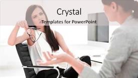  Presentation with employees - PPT theme with staffing jobs - two employees discussing a new background and a lemonade colored foreground