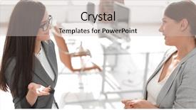  Presentation with octagon two mma fighters standing - Amazing PPT theme having staffing jobs - two employees talking standing backdrop and a  colored foreground