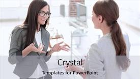  Presentation with octagon two mma fighters standing - Amazing PPT theme having staffing jobs - two employees talking standing backdrop and a light gray colored foreground